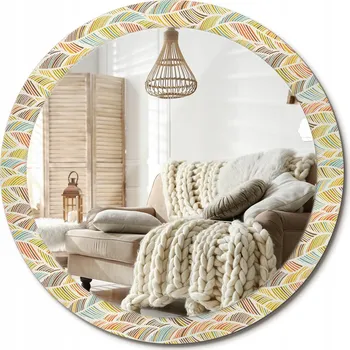 Zrcadlo Kulaté nástěnné dekorativní zrcadlo ve skleněném rámu Abstraktní průměr 90 cm