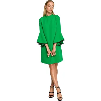 Dámské šaty Dámské šaty áčkového střihu s andělskými rukávy M698 - zelené S