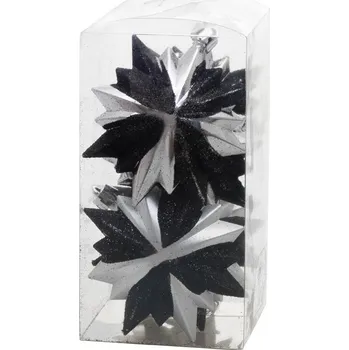 Vánoční ozdoba Ozdoba MagicHome Vianoce, 6 ks, čierno - strieborná