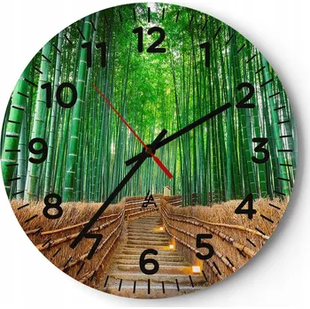 Hodiny Kuchyňské nástěnné hodiny 30x30 Bambus Moderní skleněné hodiny Tichý chod do obýváku