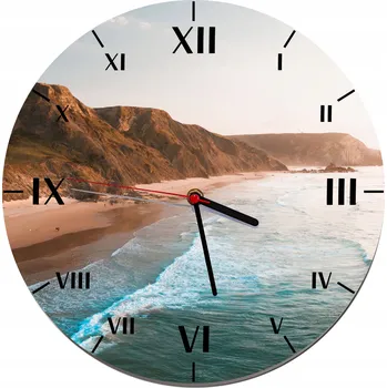 Hodiny Nástěnné hodiny do obýváku Pláž Hory Dekorace do bytu 30 cm