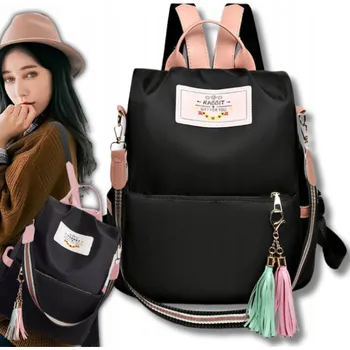 Městský batoh BATOH TAŠKA DÁMSKÁ TAŠKA Pásek Černý Městský 2v1 PROSTORNÝ