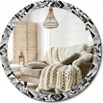 Zrcadlo Loftové závěsné zrcadlo s ozdobným skleněným rámem Kolibříci Velké, průměr 100 cm