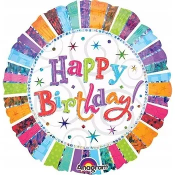 Balónek Fóliový balónek k narozeninám Happy Birthday barevný