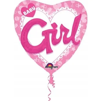 Balónek Fóliový balónek Anagram Baby girls 91 x 91 cm, růžový