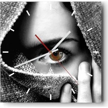 Hodiny Velké nástěnné hodiny na zeď 40x40 Lidé Skleněné hodiny Čtvercové Tiché