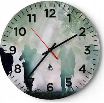 Hodiny Kuchyňské nástěnné hodiny 30x30 Voják Moderní skleněné hodiny Tichý obývací pokoj