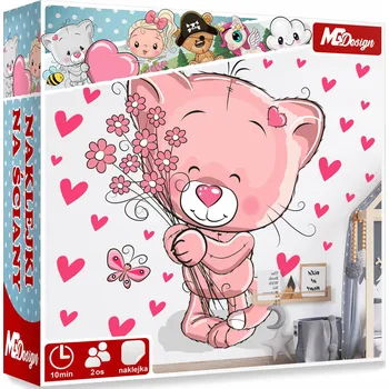 Samolepící dekorace XL VELKÁ Samolepka na stěnu KOŤÁTKO SRDÍČKA 69x57