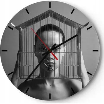 Hodiny Velké nástěnné hodiny na zeď 40x40 Žena Skleněné hodiny Kulatý Tiché