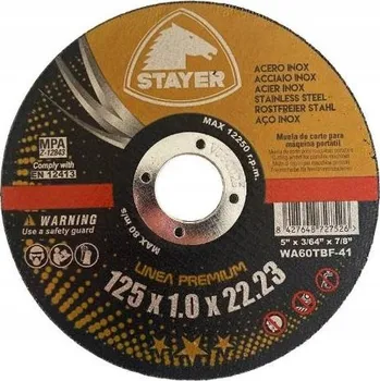 Řezný kotouč STAYER Řezací kotouč na kov PREMIUM T41, Ø 125 x 1 x 22,23 mm, STAYER