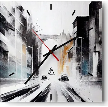 Hodiny Velké nástěnné hodiny 40x40 Architektura Skleněné hodiny Tiché