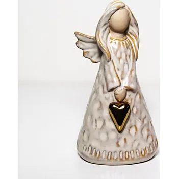 Vánoční dekorace PORCELÁNOVÝ ANDĚL SE ZLATÝM SRDCEM