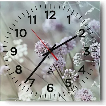Hodiny Nástěnné hodiny do obýváku 40x40 Louka Tiché Skleněné hodiny Stylové Bez hlučné
