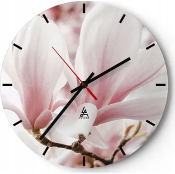 Hodiny Nástěnné hodiny do kuchyně 30x30 Magnolie Skleněné hodiny do obýváku Loft Tiché