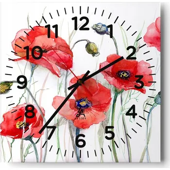 Hodiny Nástěnné hodiny do obýváku 40x40 Květiny Tichý chod Skleněné hodiny