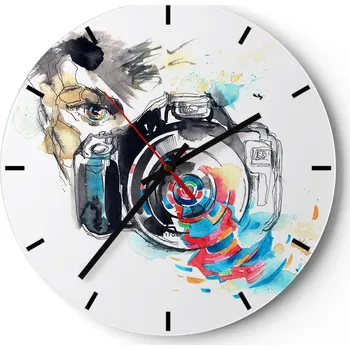 Hodiny Nástěnné hodiny do kuchyně 30x30 Abstrakce Skleněné hodiny do obýváku Tiché