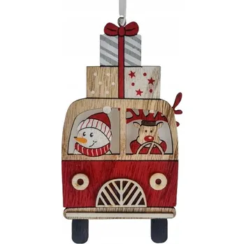 Přívěsek Dřevěná závěska ČERVENÉ AUTO 8,4×16×0,8 cm