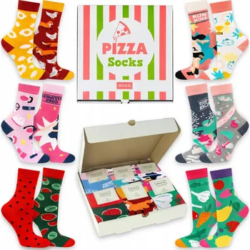 Dámské ponožky SOXO dámské ponožky v krabici jako pizza, sada 6 párů