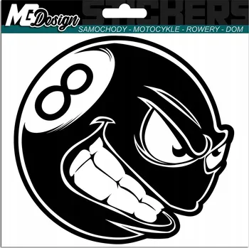 Samolepicí dekorace na vozidlo NÁLEPKA na auto NEBEZPEČNÁ KULEČNÍKOVÁ koule BILARD 12x13 cm