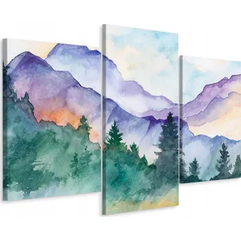 Obraz Třídílný malovaný obraz HORSKÁ krajina 180x120 cm