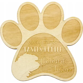 Podtácek Coton de Tulear gravírované podložky pod hrnek se psem, 4 kusy, jméno psa