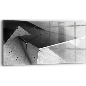 Hodiny Moderní skleněné nástěnné hodiny s potiskem 60x30 cm Abstrakce trojúhelníky