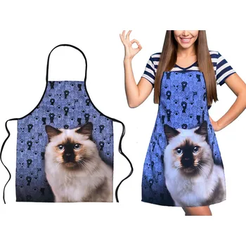 Kuchyňská zástěra Zástěra jako dárek s KOČKOU, kočka, k narozeninám, do KUCHYNĚ