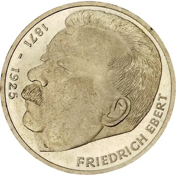 Stříbrná mince 5 marka Friedrich Ebert J 1975