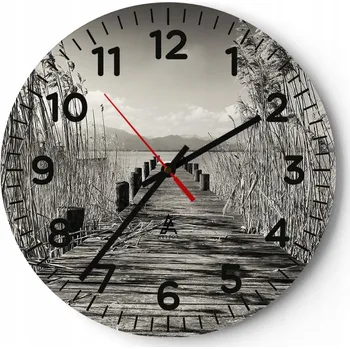 Hodiny Nástěnné hodiny do obýváku 40x40 Krajina Kulatý Skleněné hodiny Loft Tiché