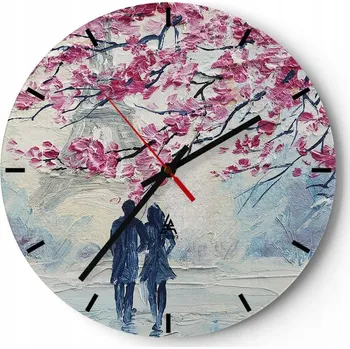 Hodiny Velké nástěnné hodiny 40x40 Paříž Skleněné hodiny Kulatý Tiché