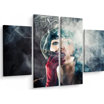 Obraz Čtyřdílný obraz ŽENA s cigárem 3D efekt 160x120 cm