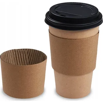 Jednorázové nádobí Termo obal / návlek na kelímek, kartonový, papírový, 250-300 ml, kraft, 100 ks
