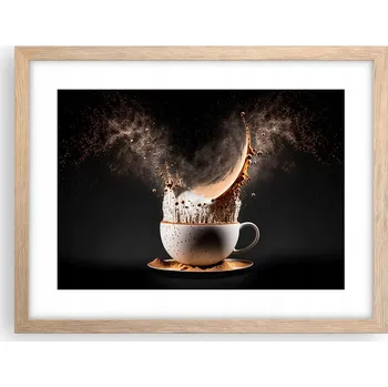 Obraz Obraz plakát v rámu světlý dub do obýváku 40x30 káva foto plakáty na zeď