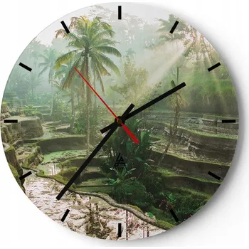 Hodiny Nástěnné hodiny do kuchyně 30x30 Krajina Skleněné hodiny do obýváku Tiché