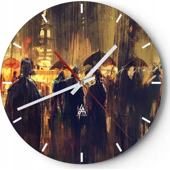 Hodiny Velké nástěnné hodiny 40x40 cm Město Skleněné hodiny Kulatý Tiché