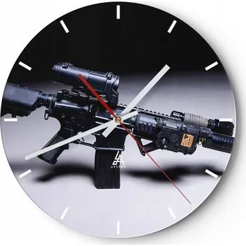 Hodiny Velké nástěnné hodiny 40x40 Militaria Skleněné hodiny Kulatý Tiché