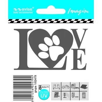 Samolepicí dekorace na vozidlo Samolepka na auto LOVE s tlapkou - auto tattoo