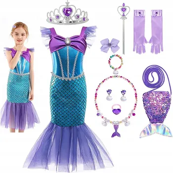 Karnevalový kostým Kostým Malá Mořská Víla Princezna Šaty + Doplňky Velikost 92/104