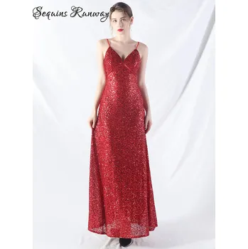 Dámské šaty Dlouhé šaty na svatbu Sequins SQ1033 Barva: Červená, Velikost: 2XL