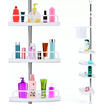 Drátěná police PÓŁKA ŁAZIENKOWA POD PRYSZNIC ROHOVÁ TELESKOPICKÁ POLICE DO SPRCHY S NASTAVITELNOU VÝŠKOU AŽ 305 CM