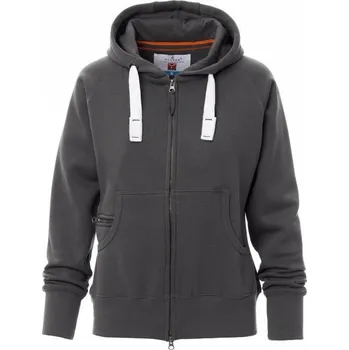 Dámská mikina Payperwear Dámská propínací mikina Dallas s kapucí a bílou stahovací šňůrkou Barva: šedá ocelová, Velikost: XL