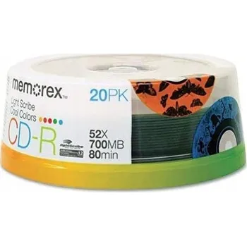 Optické médium Memorex CD-R LIGHTSCRIBE COLOR 20 ks v balení cake box