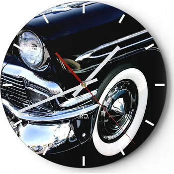 Hodiny Velké nástěnné hodiny na zeď 40x40 Motorismus Skleněné hodiny Kulatý Tiché