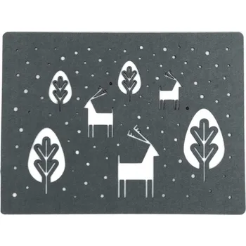 Vánoční dekorace VÁNOČNÍ TALÍŘ ŠEDÝ 2 KS XFM534-29