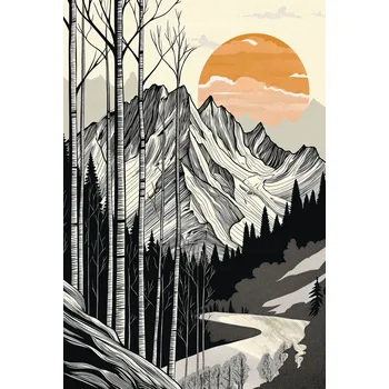 Plakát Plakát Drzeworyt Horský bez rámu 61 x 90,5 cm