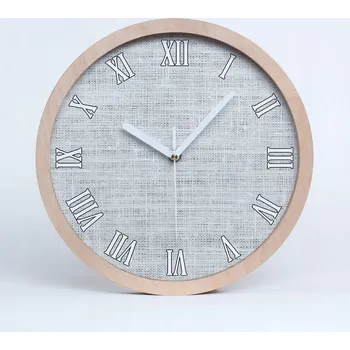 Hodiny Kuchyňské nástěnné hodiny lněné bílé plátno průměr 20 cm