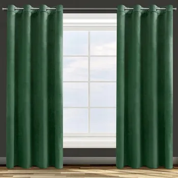 Obraz Závěs velurový s kroužky, barva tmavě zelená, 140x250 cm