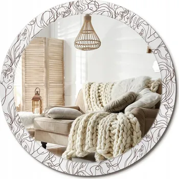 Zrcadlo Prémiové Zrcadlo s dekorativním skleněným rámem s potiskem , průměr 90 cm