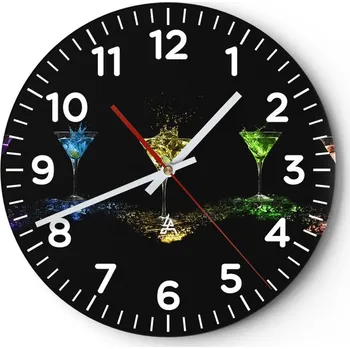 Hodiny Kuchyňské nástěnné hodiny 30x30 Gastronomie Moderní skleněné hodiny Tiché