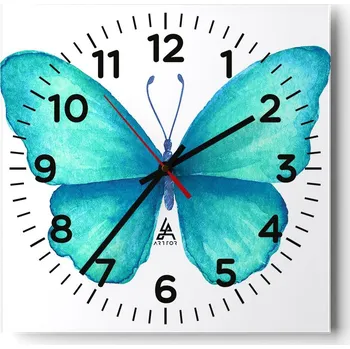 Hodiny Nástěnné hodiny do obýváku 40x40 Motýl Tiché hodiny na skle Stylové